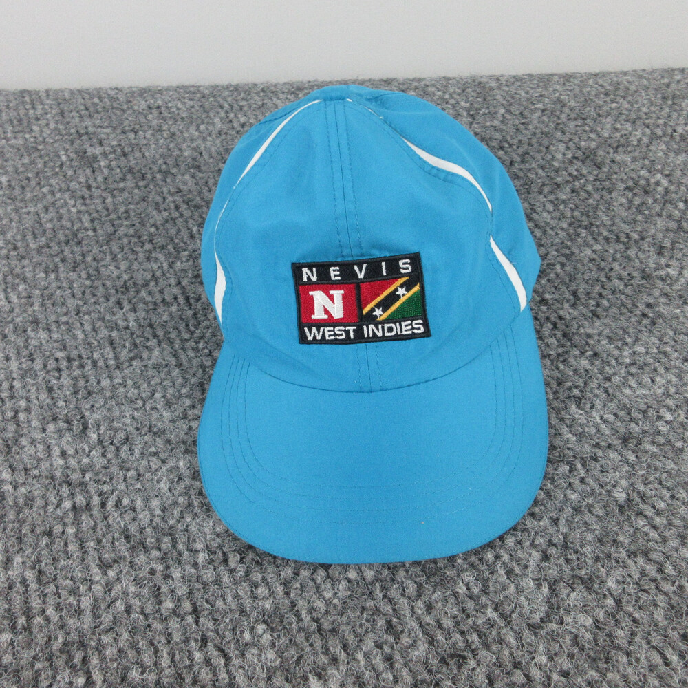 Nevis West Indies Hat Cap Womens Blue Embroidered Adjustable Back '